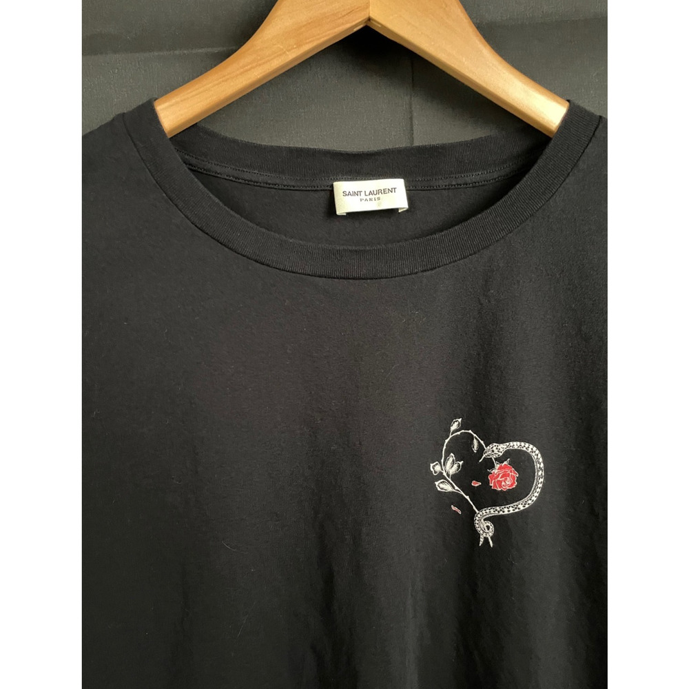 Saint Laurent Paris Snake Rose Graphic Print Black T-Shirt Men’s Designer Tee
